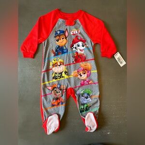 18m Toddler Paw Patrol Red & Gray Character Footed Pajamas